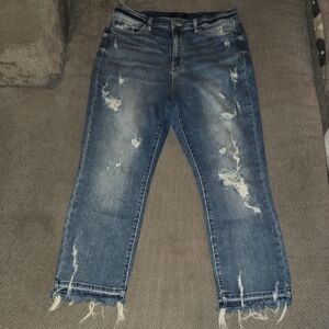 Judy Blue Distressed Ankle Jeans in Blue